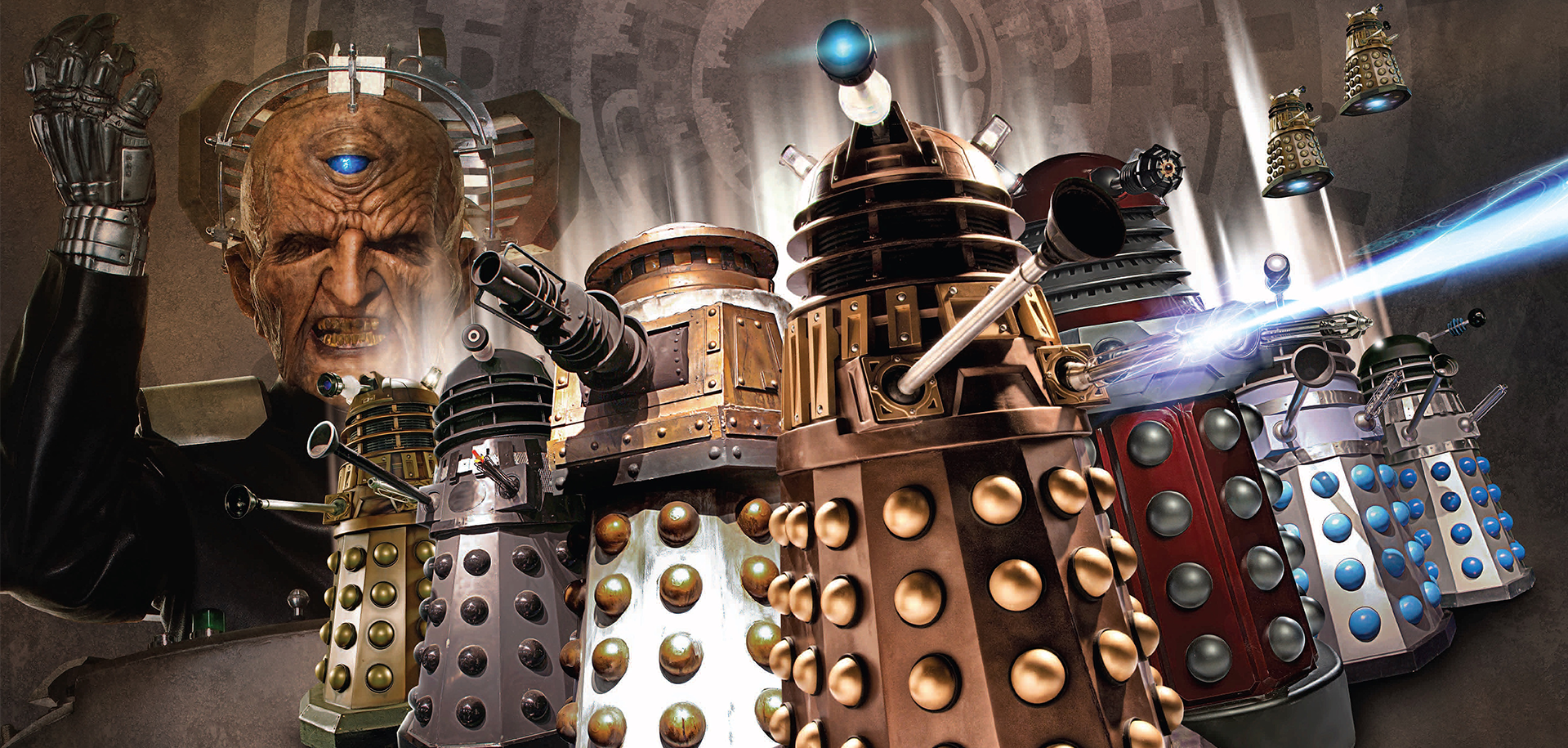 Image featuring differnt Daleks